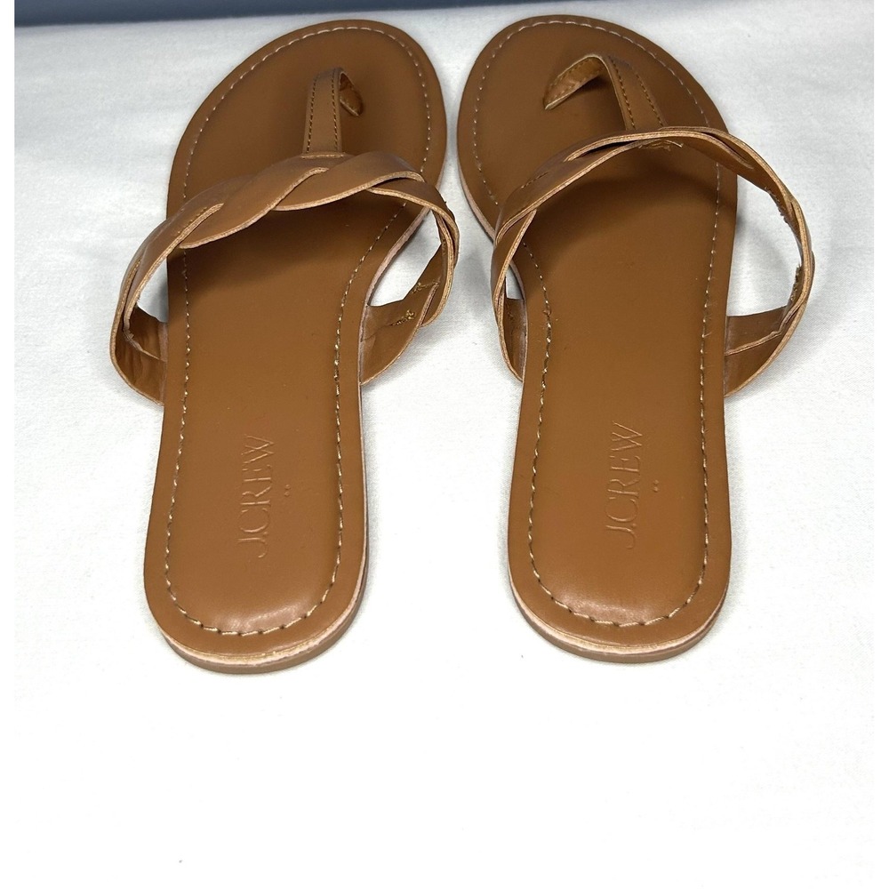 J Crew Sandals Womens 8 / 39 Cedar Wood Brown Braided Thong Flip Flops Flat Cute - Picture 9 of 12